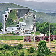 De zonneoven Four solaire d'Odeillo in de Pyreneeën, Frankrijk
